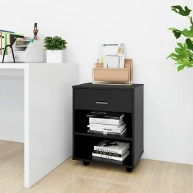 Armario con ruedas madera contrachapada negro 46x36x59 cm de vidaXL, Taquillas y armarios de almacenamiento - Ref: Foro24-808...
