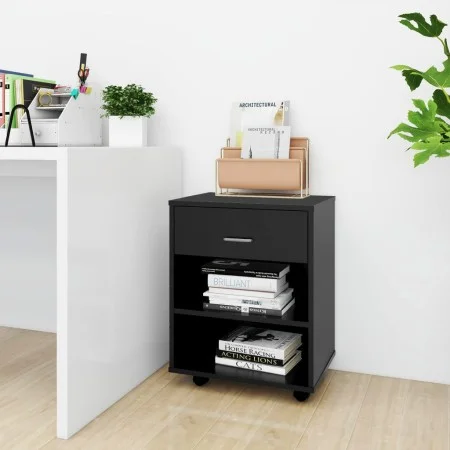Armario con ruedas madera contrachapada negro 46x36x59 cm de vidaXL, Taquillas y armarios de almacenamiento - Ref: Foro24-808...