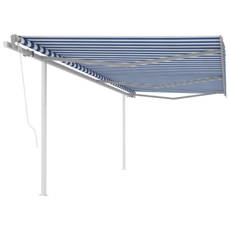 Toldo retráctil automático con postes azul y blanco 6x3 m en Toldos | Comprar online en Foru.es