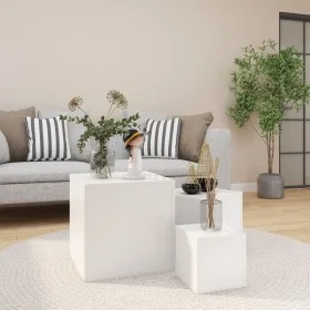 Beistelltische 3 Einheiten aus weißem Holzwerkstoff von vidaXL, Seitentische - Ref: Foro24-808585, Preis: 74,91 €, Rabatt: %