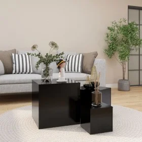 Beistelltische 3 Einheiten aus schwarzem Sperrholz von vidaXL, Seitentische - Ref: Foro24-808586, Preis: 72,91 €, Rabatt: %