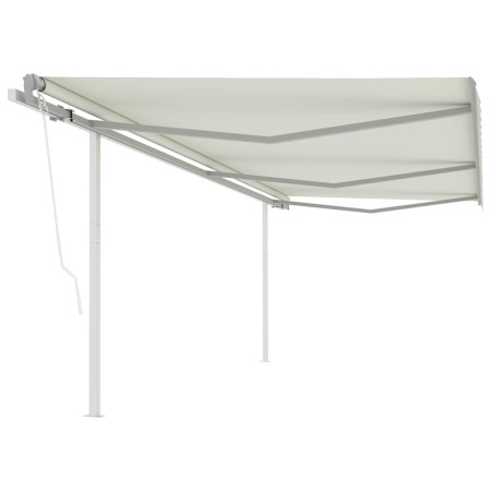 Toldo retráctil automático con postes crema 6x3 m en Toldos | Comprar online en Foru.es