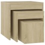 Mesas apilables 3 piezas madera contrachapada roble Sonoma de vidaXL, Mesas auxiliares - Ref: Foro24-808597, Precio: 49,31 €,...