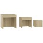 Mesas apilables 3 piezas madera contrachapada roble Sonoma de vidaXL, Mesas auxiliares - Ref: Foro24-808597, Precio: 49,31 €,...