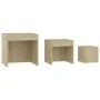 Mesas apilables 3 piezas madera contrachapada roble Sonoma de vidaXL, Mesas auxiliares - Ref: Foro24-808597, Precio: 48,93 €,...
