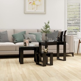 Mesas apilables 3 piezas madera contrachapada negro de vidaXL, Mesas auxiliares - Ref: Foro24-808604, Precio: 57,39 €, Descue...