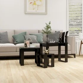 Mesas apilables 3 piezas madera contrachapada negro de vidaXL, Mesas auxiliares - Ref: Foro24-808604, Precio: 54,44 €, Descue...