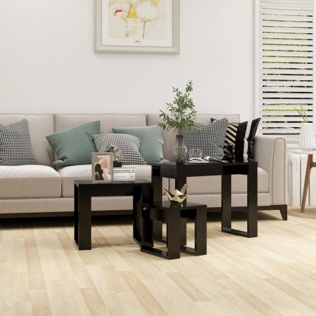 Mesas apilables 3 piezas madera contrachapada negro de vidaXL, Mesas auxiliares - Ref: Foro24-808604, Precio: 57,39 €, Descue...