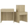 Mesas apilables 3 piezas madera contrachapada roble Sonoma de vidaXL, Mesas auxiliares - Ref: Foro24-808597, Precio: 49,31 €,...