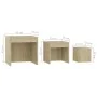 Mesas apilables 3 piezas madera contrachapada roble Sonoma de vidaXL, Mesas auxiliares - Ref: Foro24-808597, Precio: 48,93 €,...