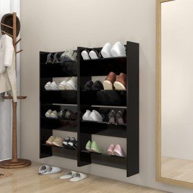 Zapateros de pared 4 uds madera contrachapada negro 60x18x60 cm en Zapateros y organizadores de calzado | Comprar online en Foru