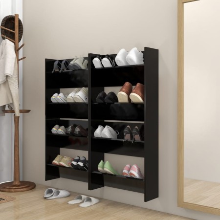 Zapateros de pared 4 uds madera contrachapada negro 60x18x60 cm en Zapateros y organizadores de calzado | Comprar online en Foru