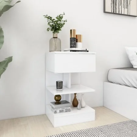 Mesita de noche aglomerado blanco 40x35x65 cm de vidaXL, Mesitas de noche - Ref: Foro24-808648, Precio: 44,24 €, Descuento: %