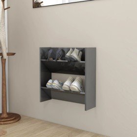 Zapatero de pared madera contrachapada gris brillo 60x18x60 cm en Zapateros y organizadores de calzado | Comprar online en Foru.