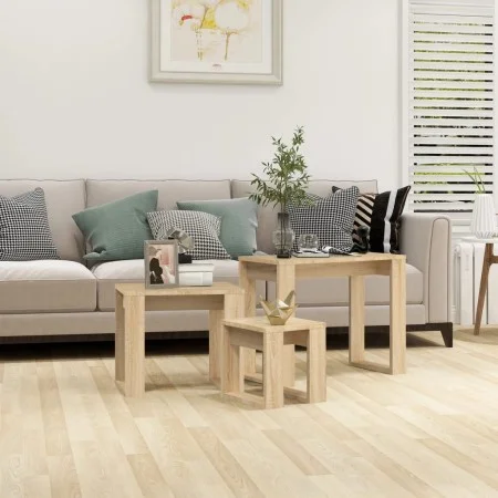 3-piece stackable tables in Sonoma oak-colored plywood by vidaXL, Side tables - Ref: Foro24-808606, Price: 56,18 €, Discount: %