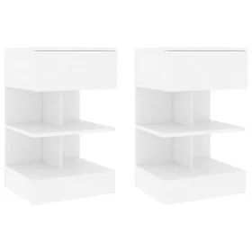 Mesitas de noche 2 uds madera contrachapada blanco 40x35x65 cm de vidaXL, Mesitas de noche - Ref: Foro24-808649, Precio: 71,7...
