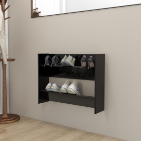 Zapatero de pared madera contrachapada negro 80x18x60 cm en Zapateros y organizadores de calzado | Comprar online en Foru.es