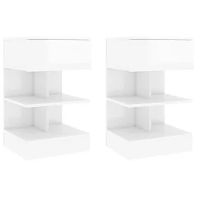 Mesitas de noche 2 unidades blanco brillo 40x35x65 cm de vidaXL, Mesitas de noche - Ref: Foro24-808661, Precio: 82,92 €, Desc...