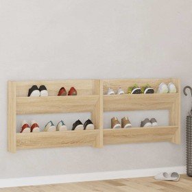 Zapateros de pared 2 uds contrachapada roble Sonoma 80x18x60 cm en Zapateros y organizadores de calzado | Comprar online en Foru