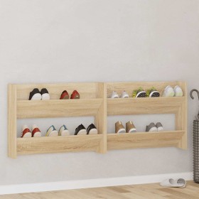 Zapateros de pared 2 uds contrachapada roble Sonoma 80x18x60 cm en Zapateros y organizadores de calzado | Comprar online en Foru