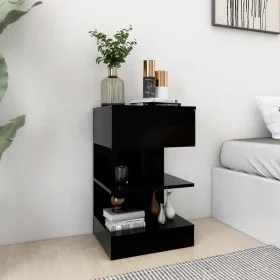 Black plywood nightstand 40x35x65 cm by vidaXL, Nightstands - Ref: Foro24-808650, Price: 40,96 €, Discount: %