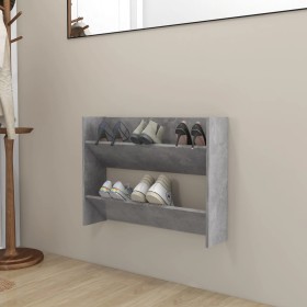 Zapatero de pared madera contrachapada gris hormigón 80x18x60cm en Zapateros y organizadores de calzado | Comprar online en Foru