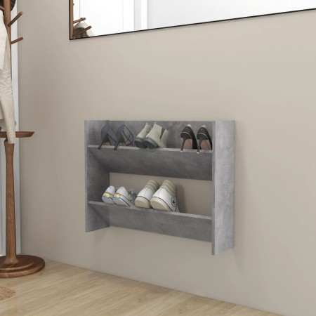 Zapatero de pared madera contrachapada gris hormigón 80x18x60cm en Zapateros y organizadores de calzado | Comprar online en Foru