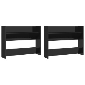 Zapateros de pared 2 uds contrachapada negro brillo 80x18x60 cm en Zapateros y organizadores de calzado | Comprar online en Foru