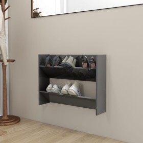Zapatero de pared madera contrachapada gris brillo 80x18x60 cm en Zapateros y organizadores de calzado | Comprar online en Foru.