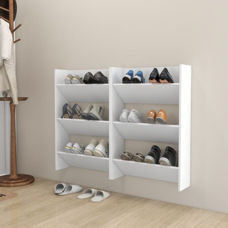 Zapateros de pared 2 uds madera contrachapada blanco 60x18x90cm en Zapateros y organizadores de calzado | Comprar online en Foru