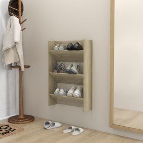 Zapatero de pared madera contrachapada roble Sonoma 60x18x90 cm en Zapateros y organizadores de calzado | Comprar online en Foru