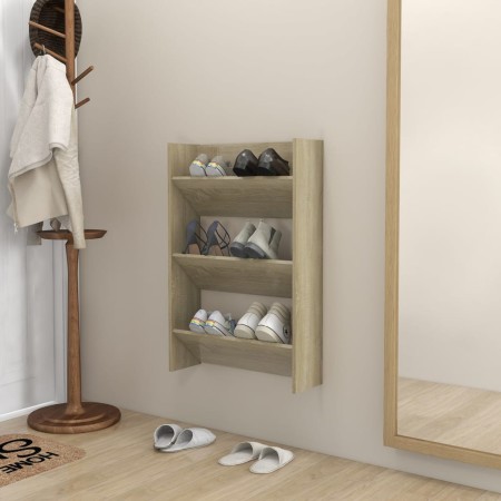 Zapatero de pared madera contrachapada roble Sonoma 60x18x90 cm en Zapateros y organizadores de calzado | Comprar online en Foru
