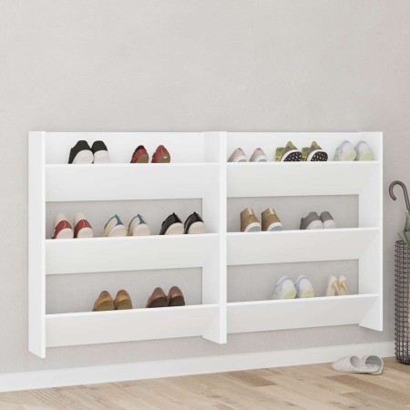 Zapateros de pared 2 uds madera contrachapada blanco 80x18x90cm en Zapateros y organizadores de calzado | Comprar online en Foru