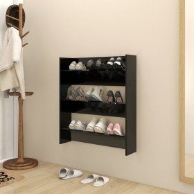 Zapatero de pared madera contrachapada negro 80x18x90 cm en Zapateros y organizadores de calzado | Comprar online en Foru.es