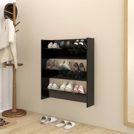 Zapatero de pared madera contrachapada negro 80x18x90 cm en Zapateros y organizadores de calzado | Comprar online en Foru.es