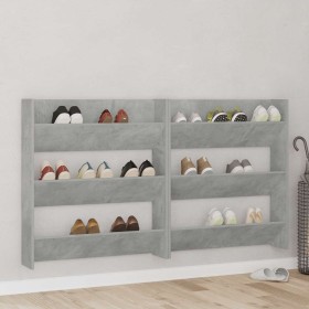Zapatero de pared madera contrachapada gris hormigón 80x18x90cm en Zapateros y organizadores de calzado | Comprar online en Foru