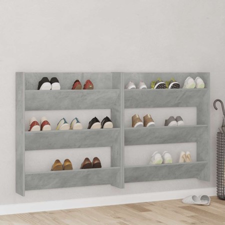 Zapatero de pared madera contrachapada gris hormigón 80x18x90cm en Zapateros y organizadores de calzado | Comprar online en Foru