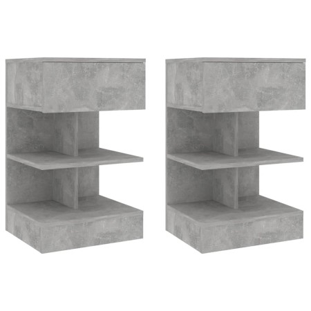 Mesitas de noche 2 uds gris hormigón 40x35x70 cm de vidaXL, Mesitas de noche - Ref: Foro24-808657, Precio: 70,82 €, Descuento: %