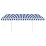 Toldo manual retráctil con postes azul y blanco 4x3,5 m en Toldos | Comprar online en Foru.es