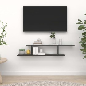 Estante de pared para TV madera contrachapada negro 125x18x23cm en Estanterías | Comprar online en Foru.es
