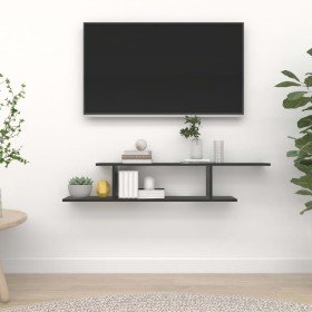 Estante de pared para TV madera contrachapada negro 125x18x23cm en Estanterías | Comprar online en Foru.es