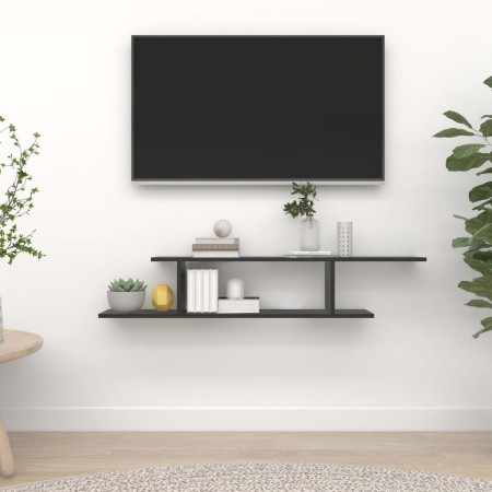 Estante de pared para TV madera contrachapada negro 125x18x23cm en Estanterías | Comprar online en Foru.es