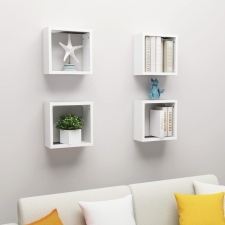 Estantes cubo de pared 4 unidades blanco 30x15x30 cm en Estanterías | Comprar online en Foru.es