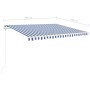 Toldo manual retráctil con postes azul y blanco 4x3,5 m en Toldos | Comprar online en Foru.es