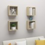 Estantes cubo de pared 4 unidades roble Sonoma 30x15x30 cm en Estanterías | Comprar online en Foru.es