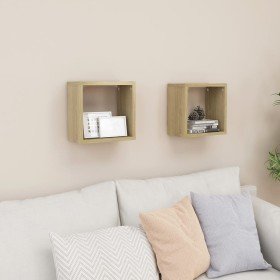 Estantes cubo de pared 2 unidades roble Sonoma 26x15x26 cm en Estanterías | Comprar online en Foru.es
