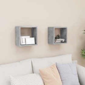 Estantes cubo de pared 2 unidades gris hormigón 26x15x26 cm en Estanterías | Comprar online en Foru.es