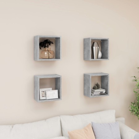 Estantes cubo de pared 4 unidades gris hormigón 26x15x26 cm en Estanterías | Comprar online en Foru.es
