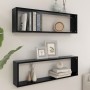 Estantes cubo de pared 2 uds contrachapado negro 100x15x30 cm en Estanterías | Comprar online en Foru.es