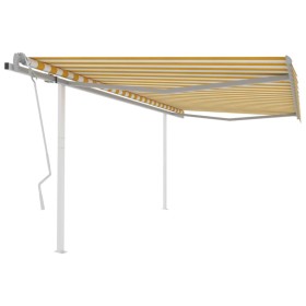 Toldo manual retráctil con postes amarillo y blanco 4x3,5 m en Toldos | Comprar online en Foru.es
